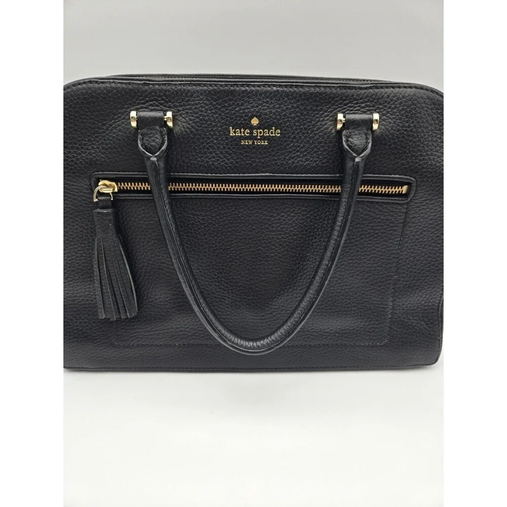 Kate Spade Kalen Chester Street Black Leather Satchel Crossbody Bag WKRU4074